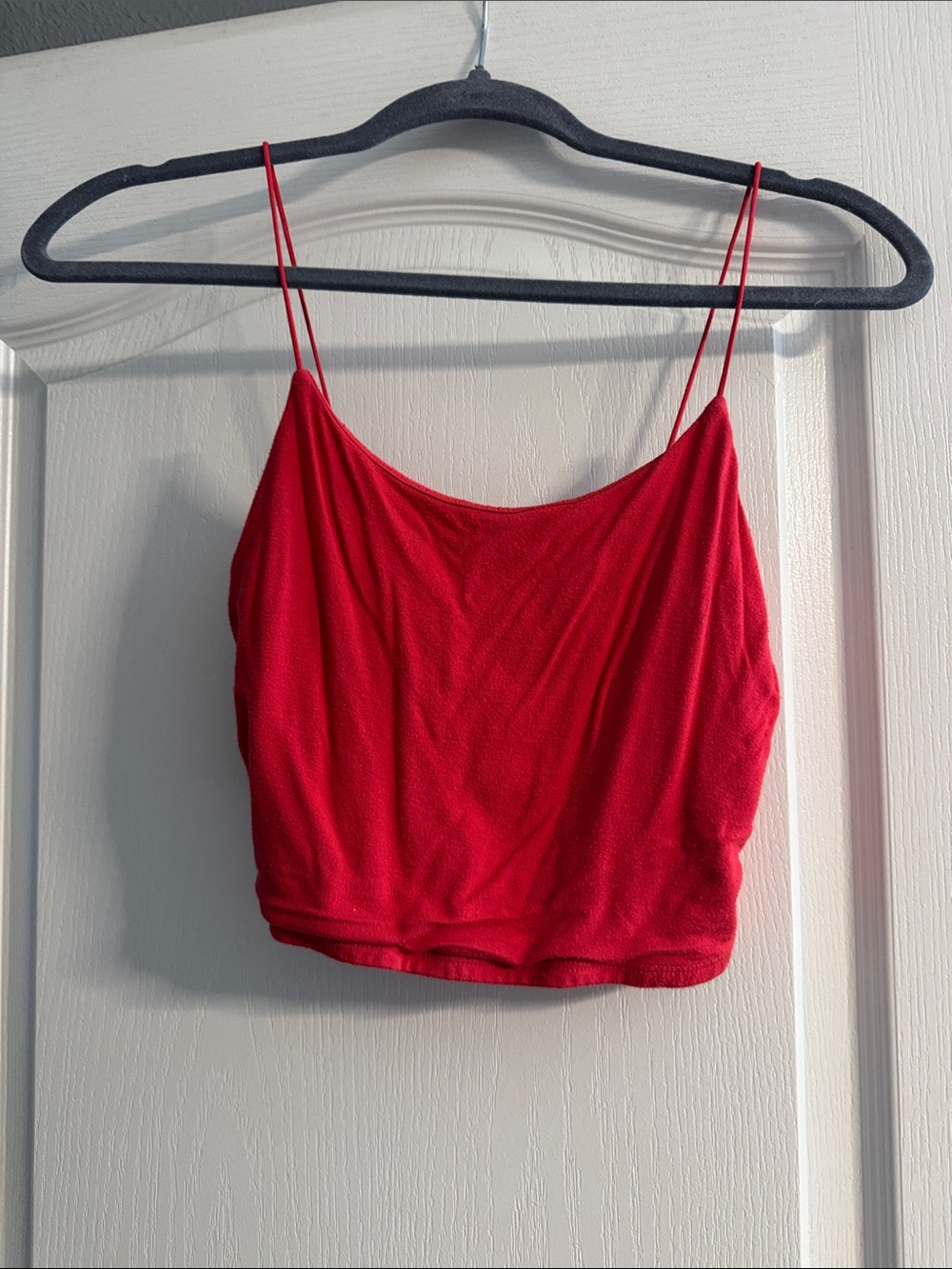 Red Spaghetti Strap Crop Tank Top - Women
